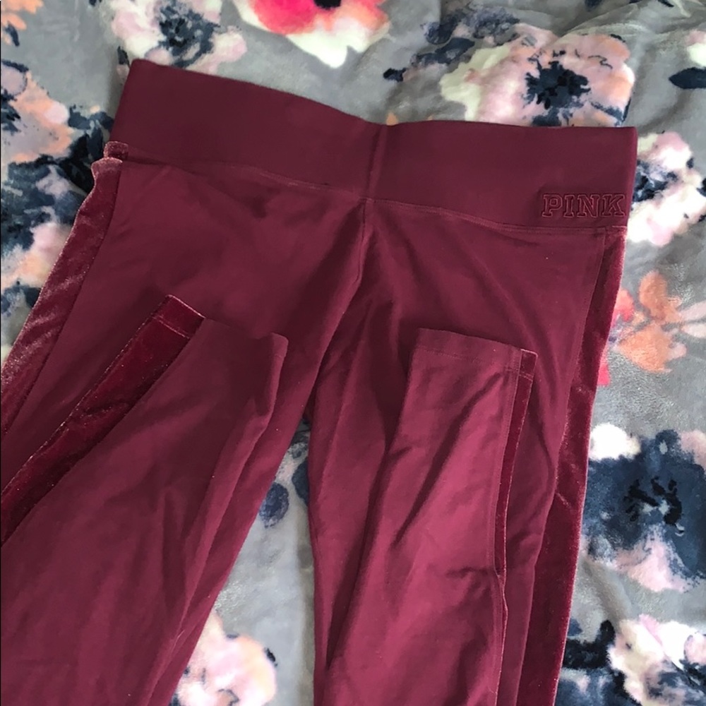 Burgundy Velvet Cotton Leggings